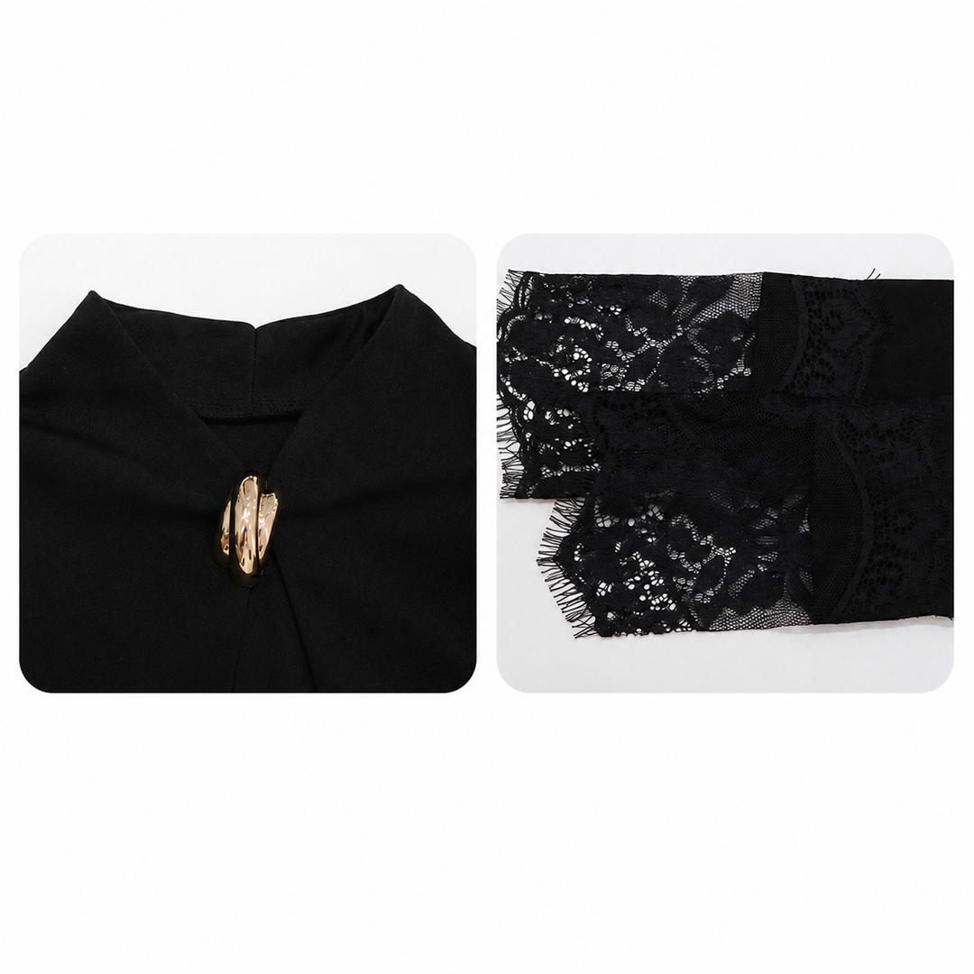 Leave | Mock Neck Keyhole Lace Bodycon Mini Dress