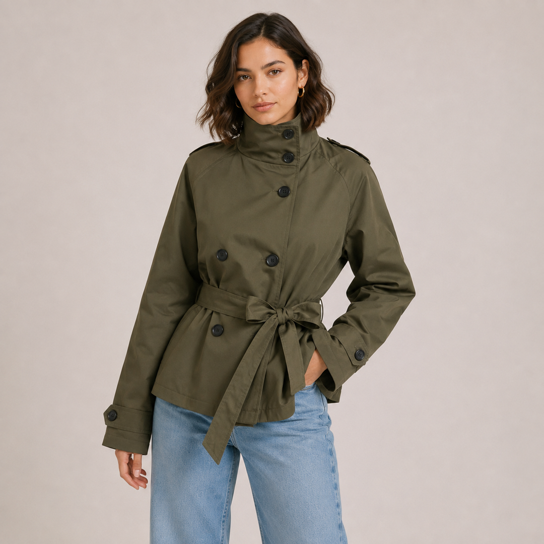 Stride | Funnel Neck Belted Trench Jacket