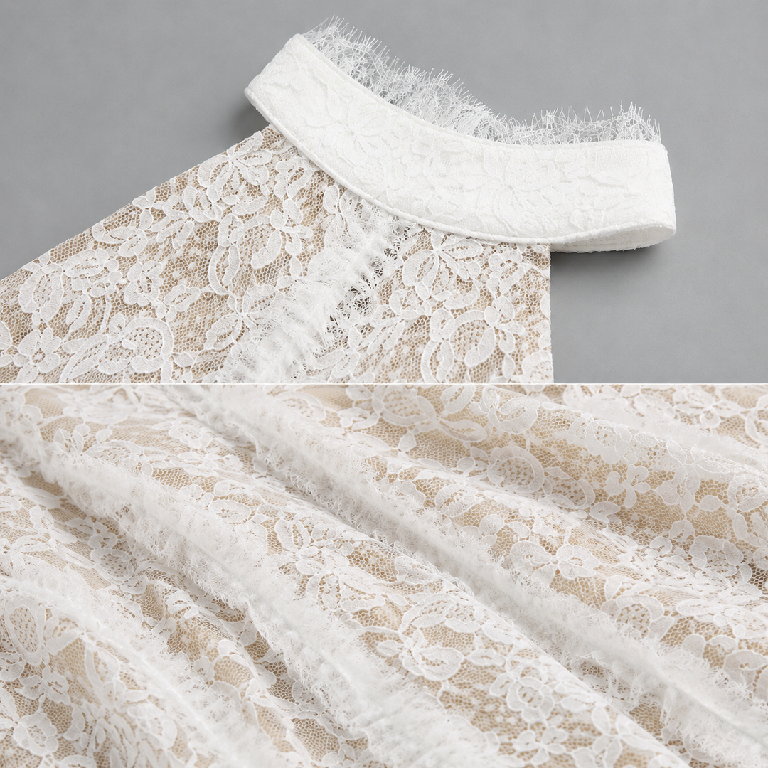 Yes | White Halter Lace Mermaid Maxi Dress