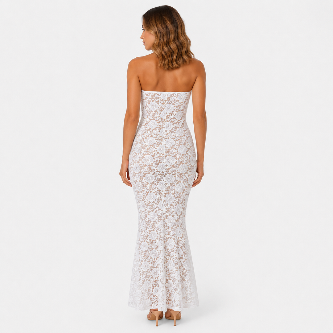 Surge | White Halter Lace Mermaid Maxi Dress