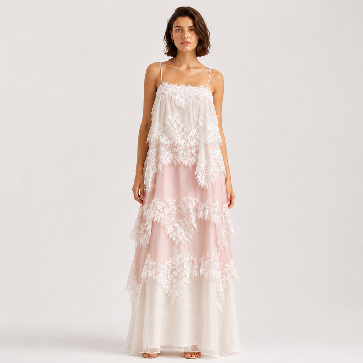 Chase | Chiffon Tier Lace Maxi Dress