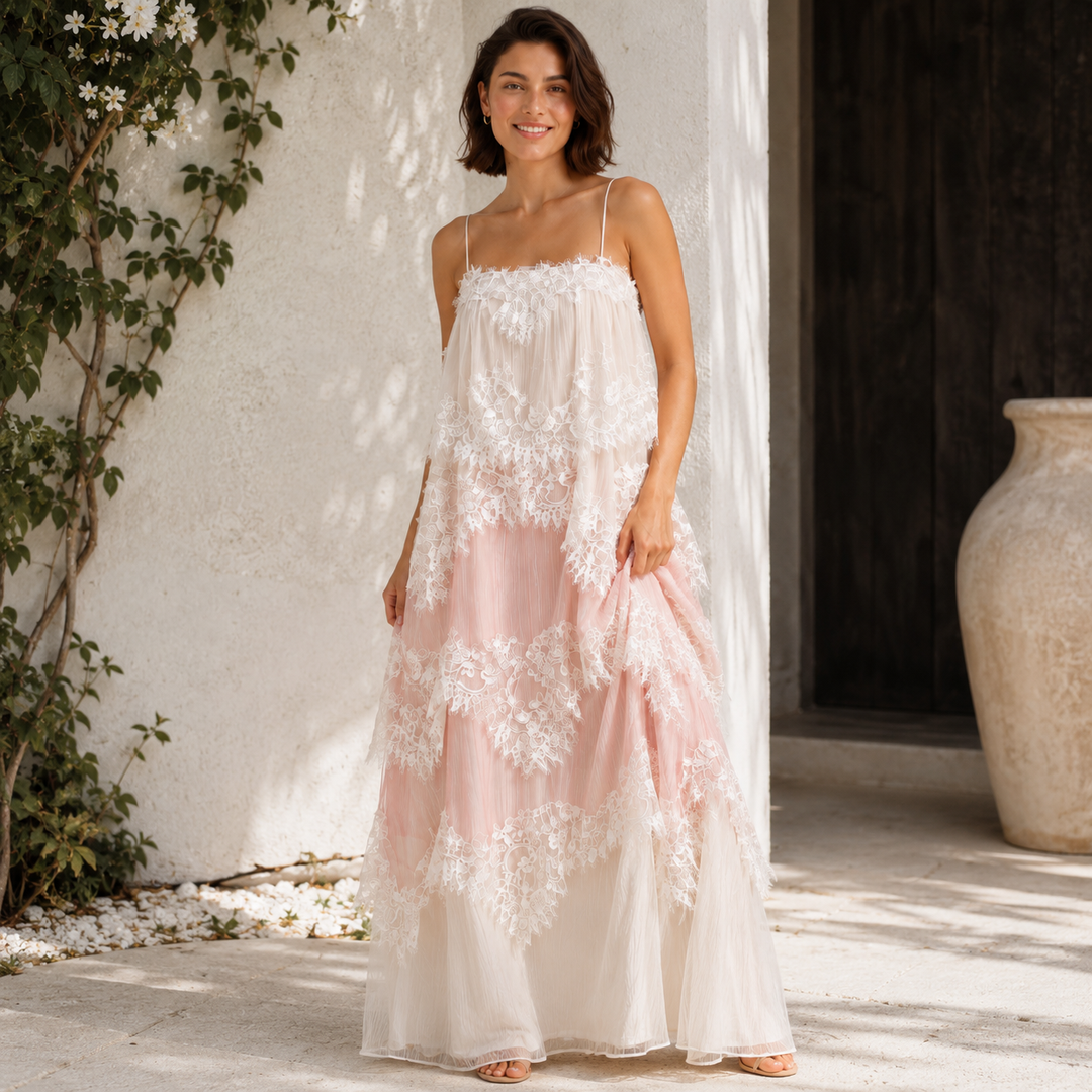 Chase | Chiffon Tier Lace Maxi Dress