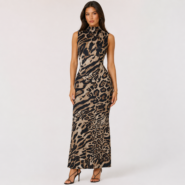 Brave | Leopard Print Corset Maxi Dress