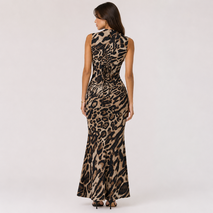 Brave | Leopard Print Corset Maxi Dress