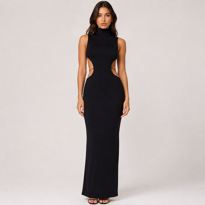 Butter | Black Cutout Strappy Back Maxi Dress