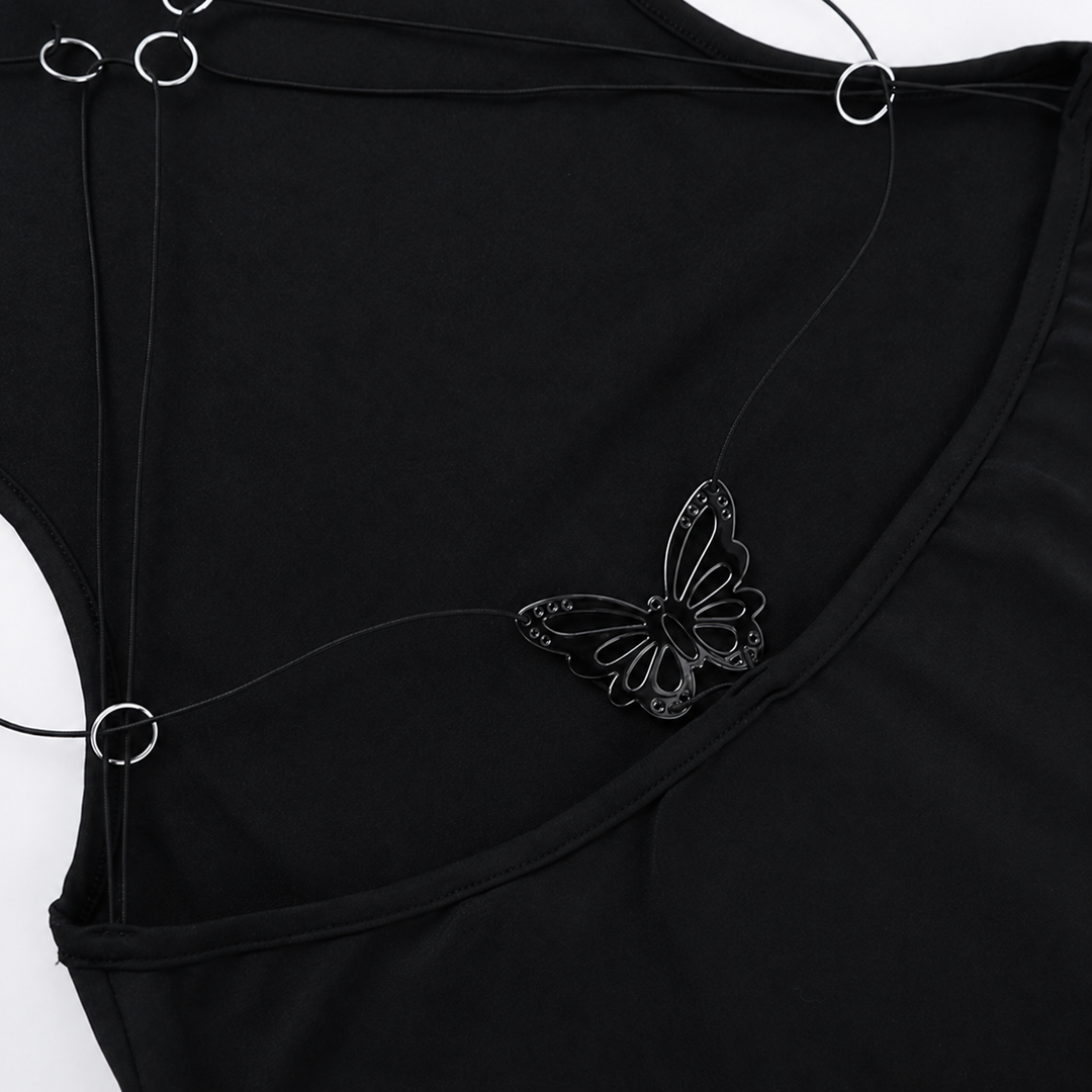 Butter | Black Cutout Strappy Back Maxi Dress