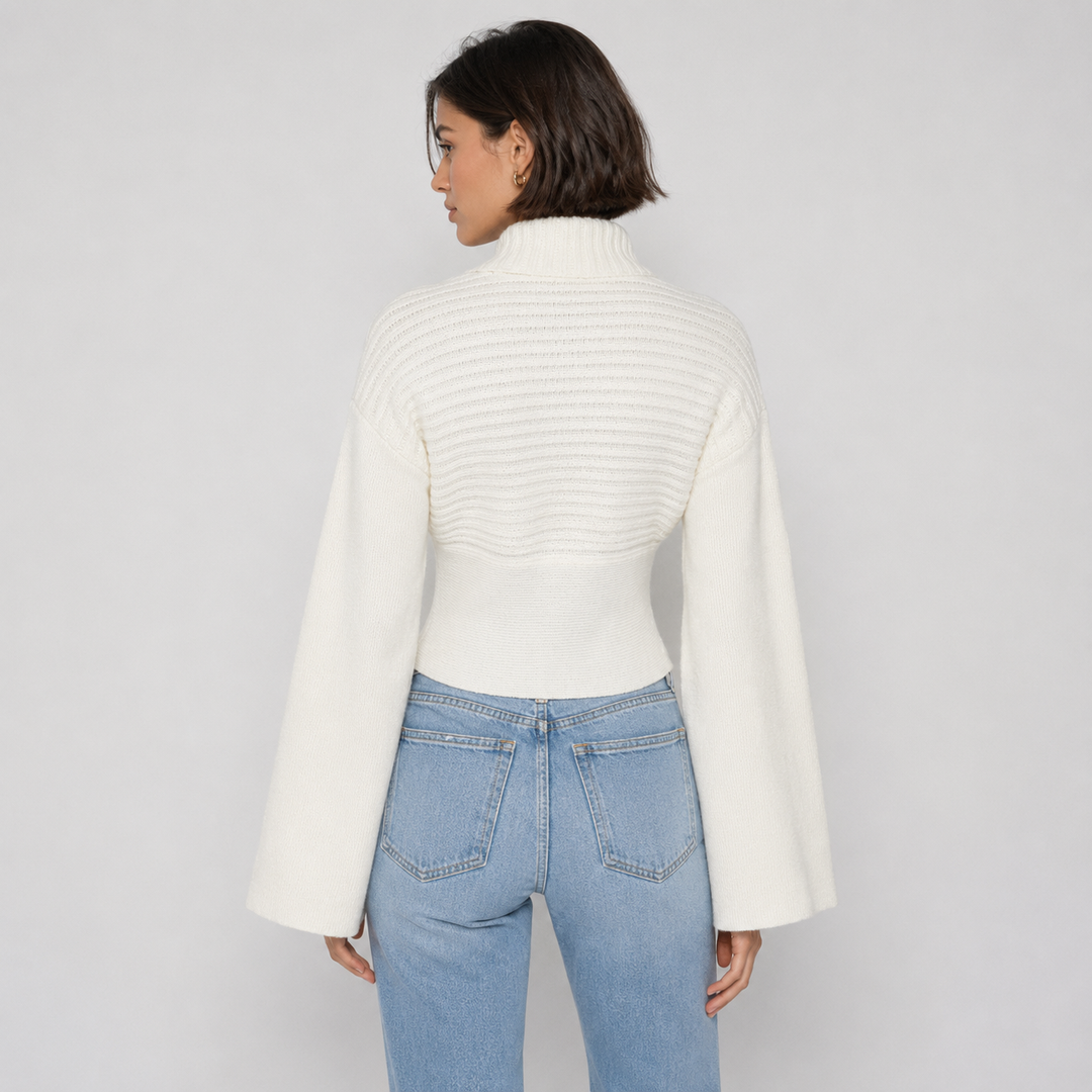 Loop | Cream V Neck Wrap Cardigan Sweater
