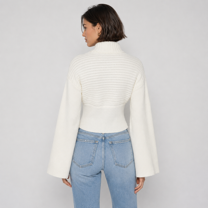Loop | Cream V Neck Wrap Cardigan Sweater