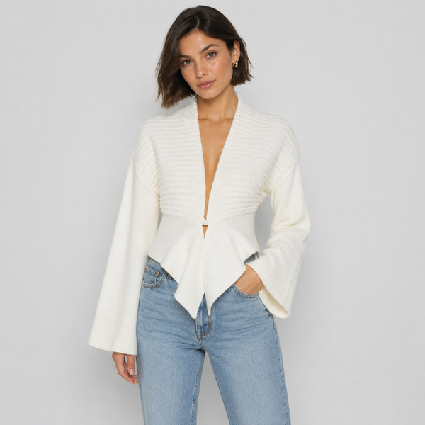 Loop | Cream V Neck Wrap Cardigan Sweater