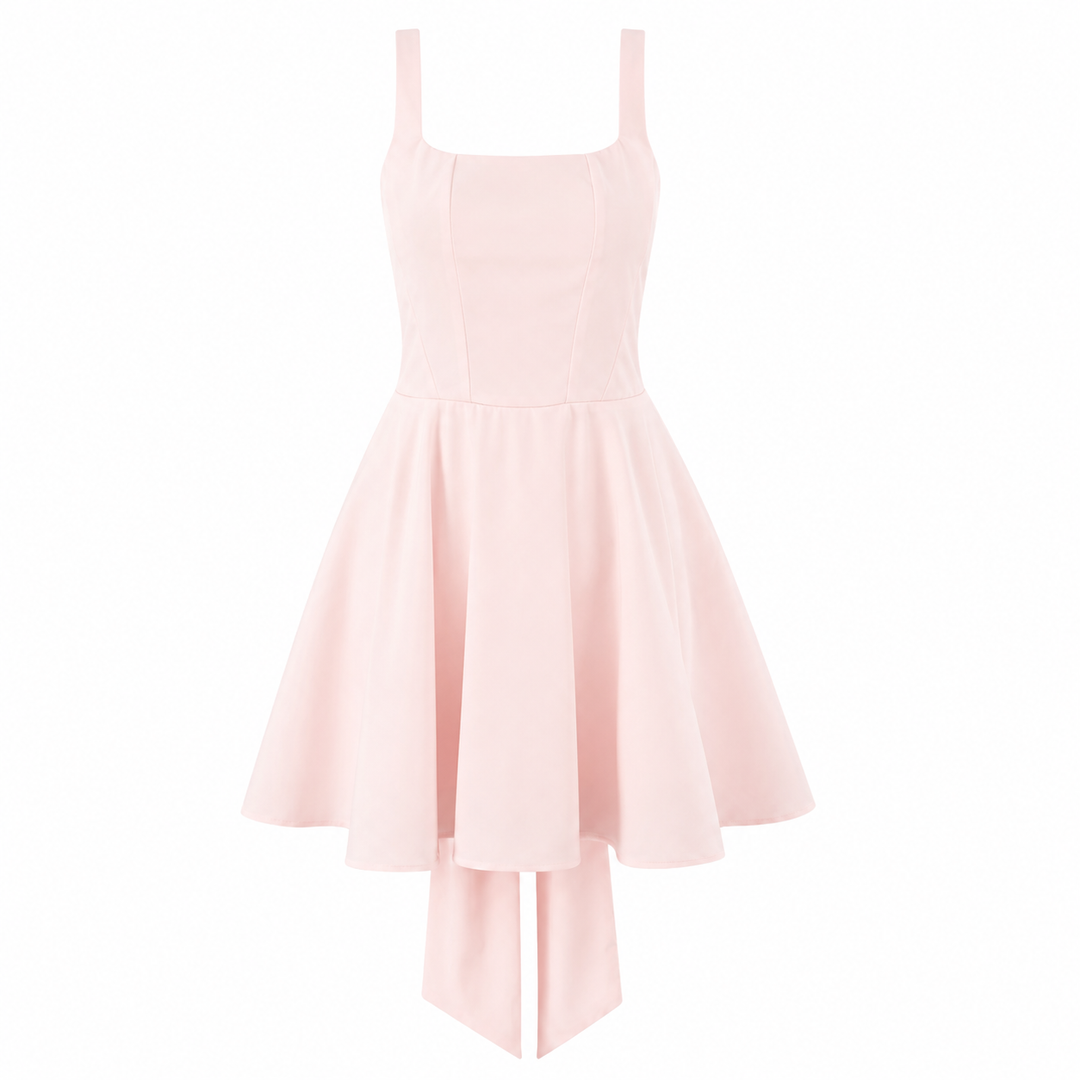 Belle | Square Neck Bow Back Fit and Flare Mini Dress