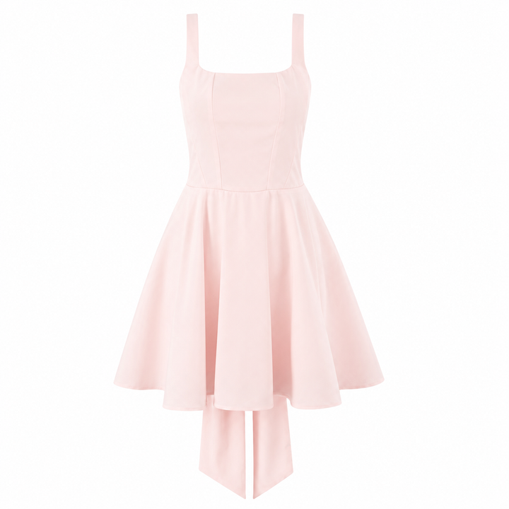 Belle | Square Neck Bow Back Fit and Flare Mini Dress