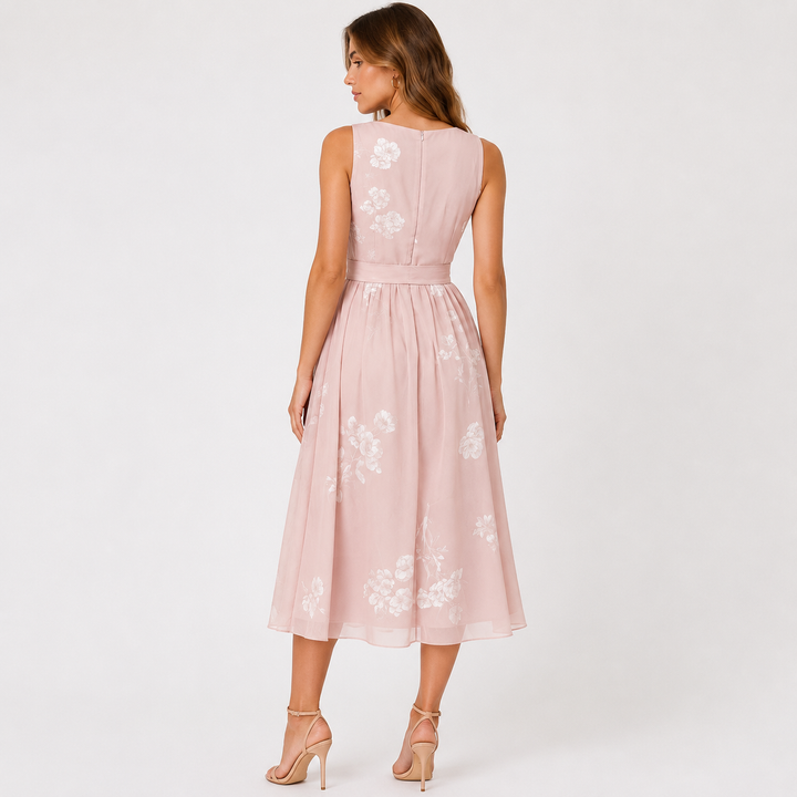Lure | Floral Print Wrap Tie Waist Midi Dress