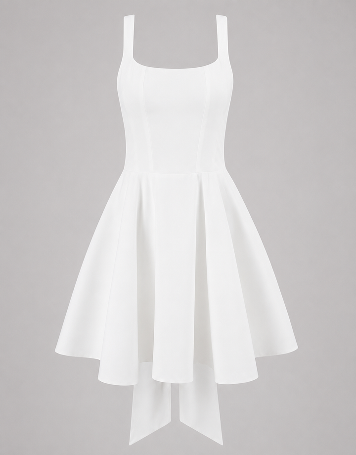 Belle | Square Neck Bow Back Fit and Flare Mini Dress