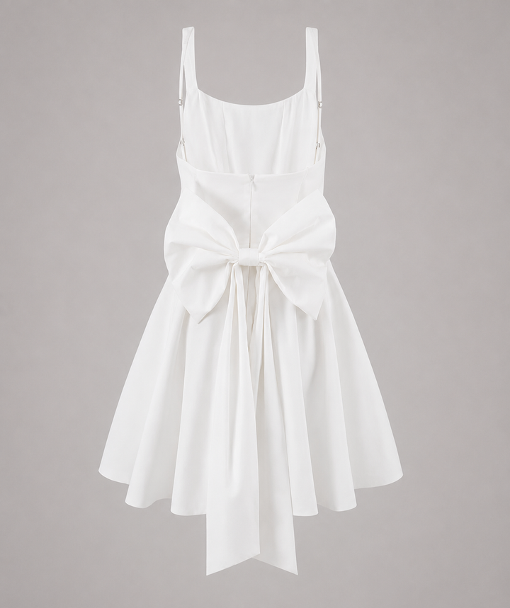 Belle | Square Neck Bow Back Fit and Flare Mini Dress
