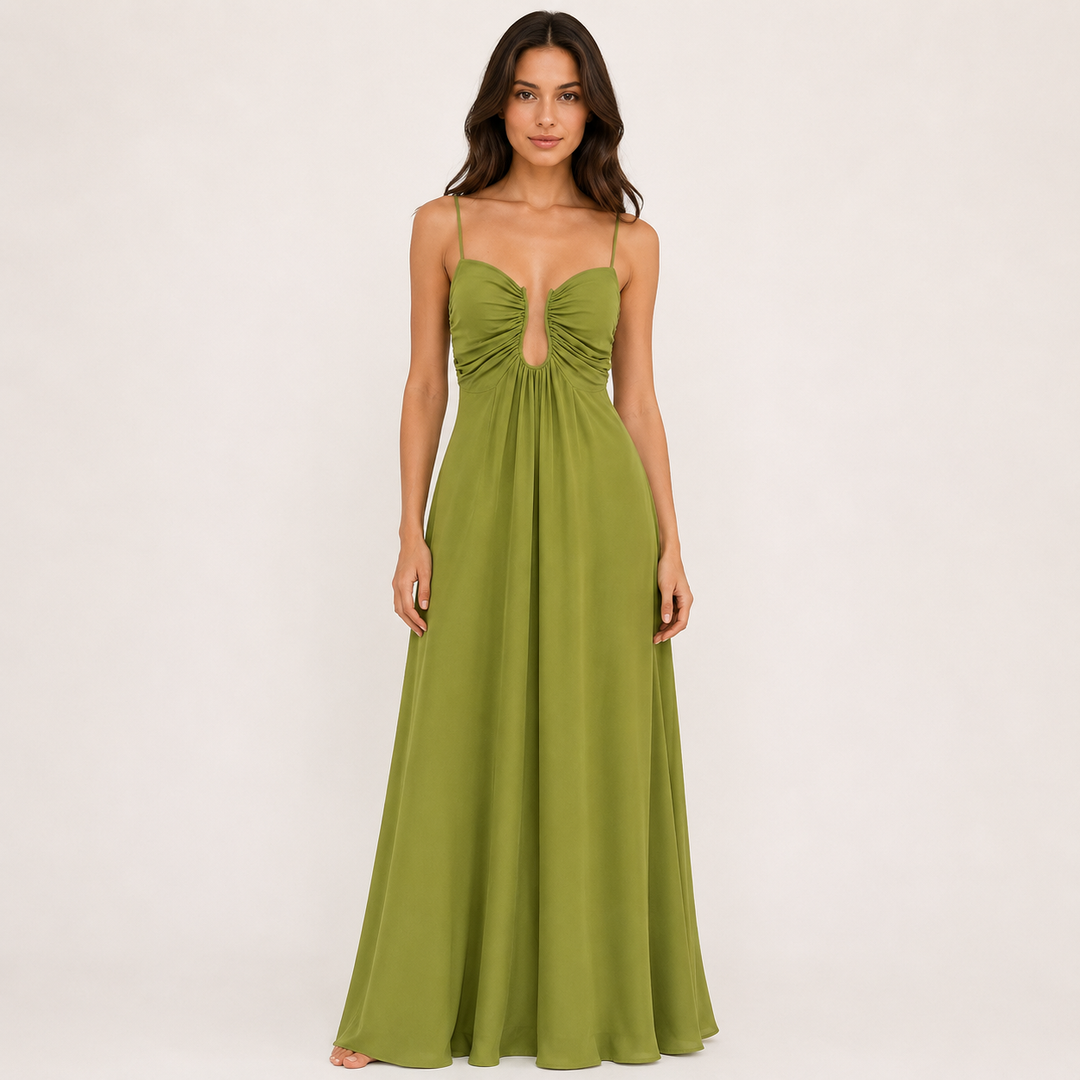 Spell | Green Keyhole Cutout High Waist Maxi Dress