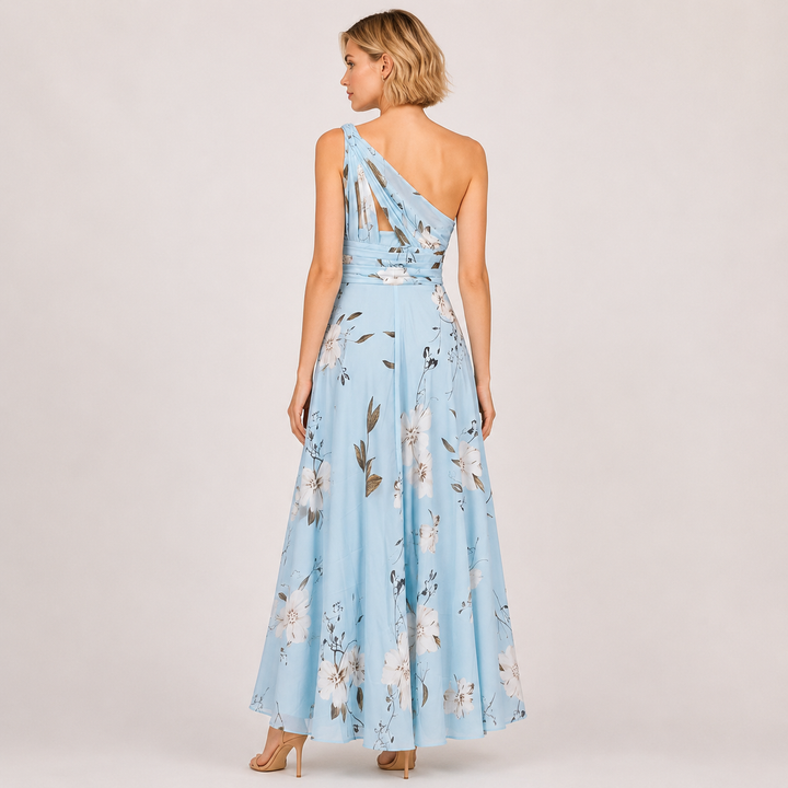 Skye |  Floral One Shoulder Pleated Midi Dress
