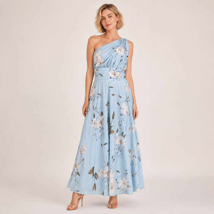 Skye |  Floral One Shoulder Pleated Midi Dress