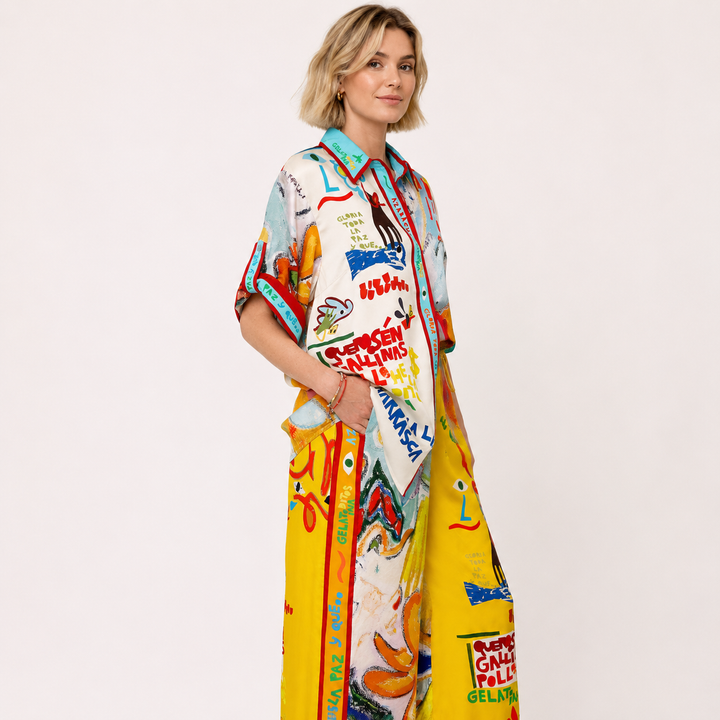 Free | Graffiti Print Two Piece Pants Set
