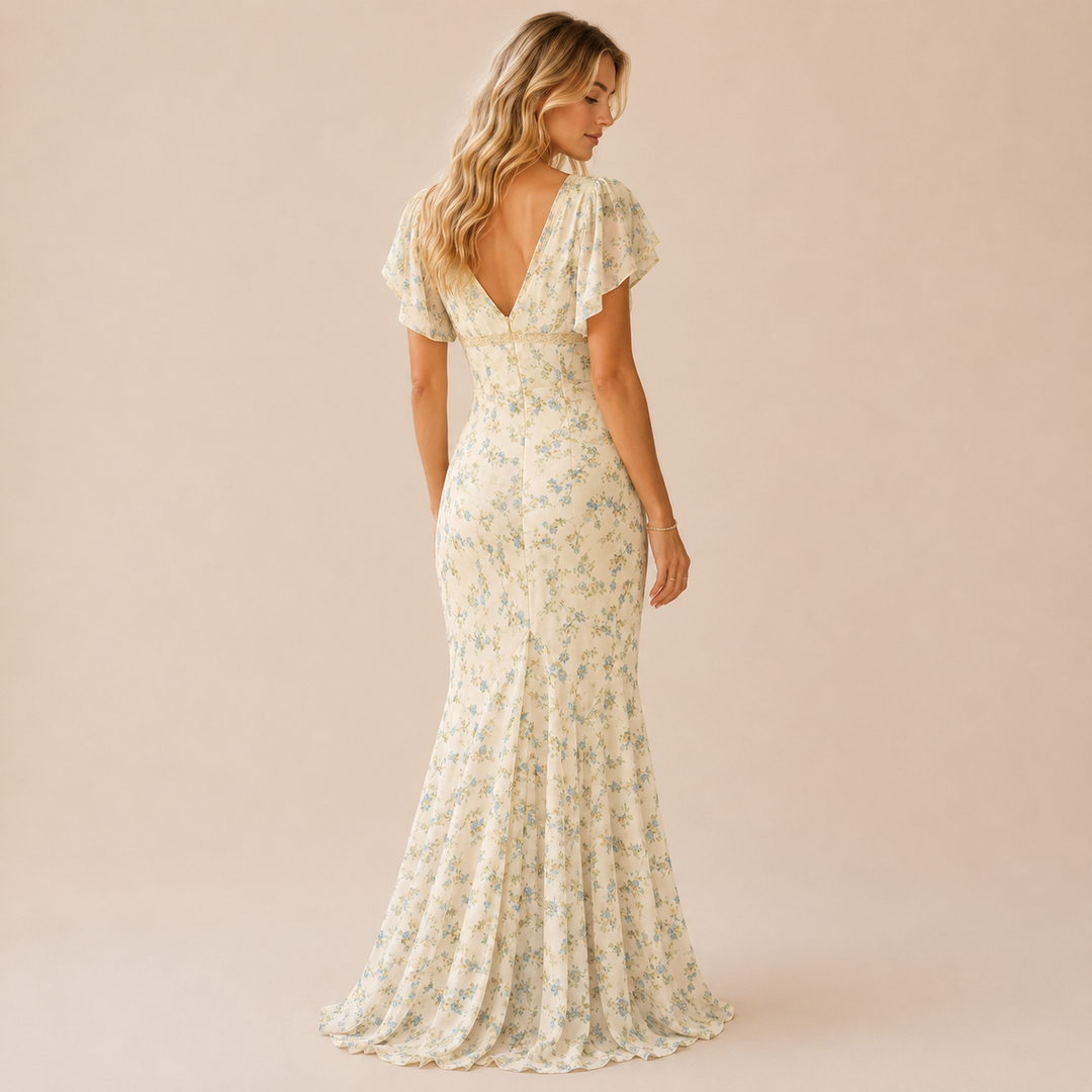 Flush | Floral V-Neck Tie Front Maxi Dress