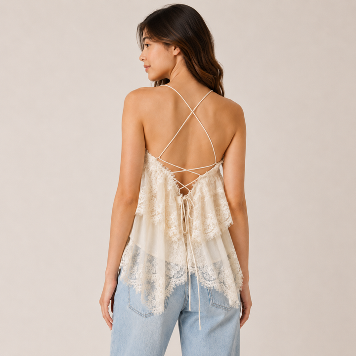 Baby | Cream Lace Babydoll Cami Top