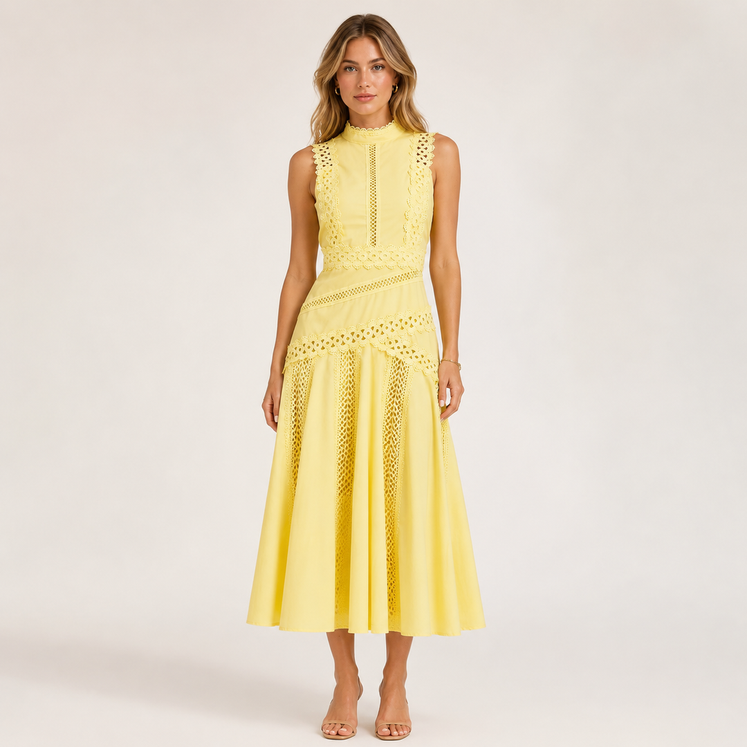 Skip | Lace High-Neck A-Line Midi Dress