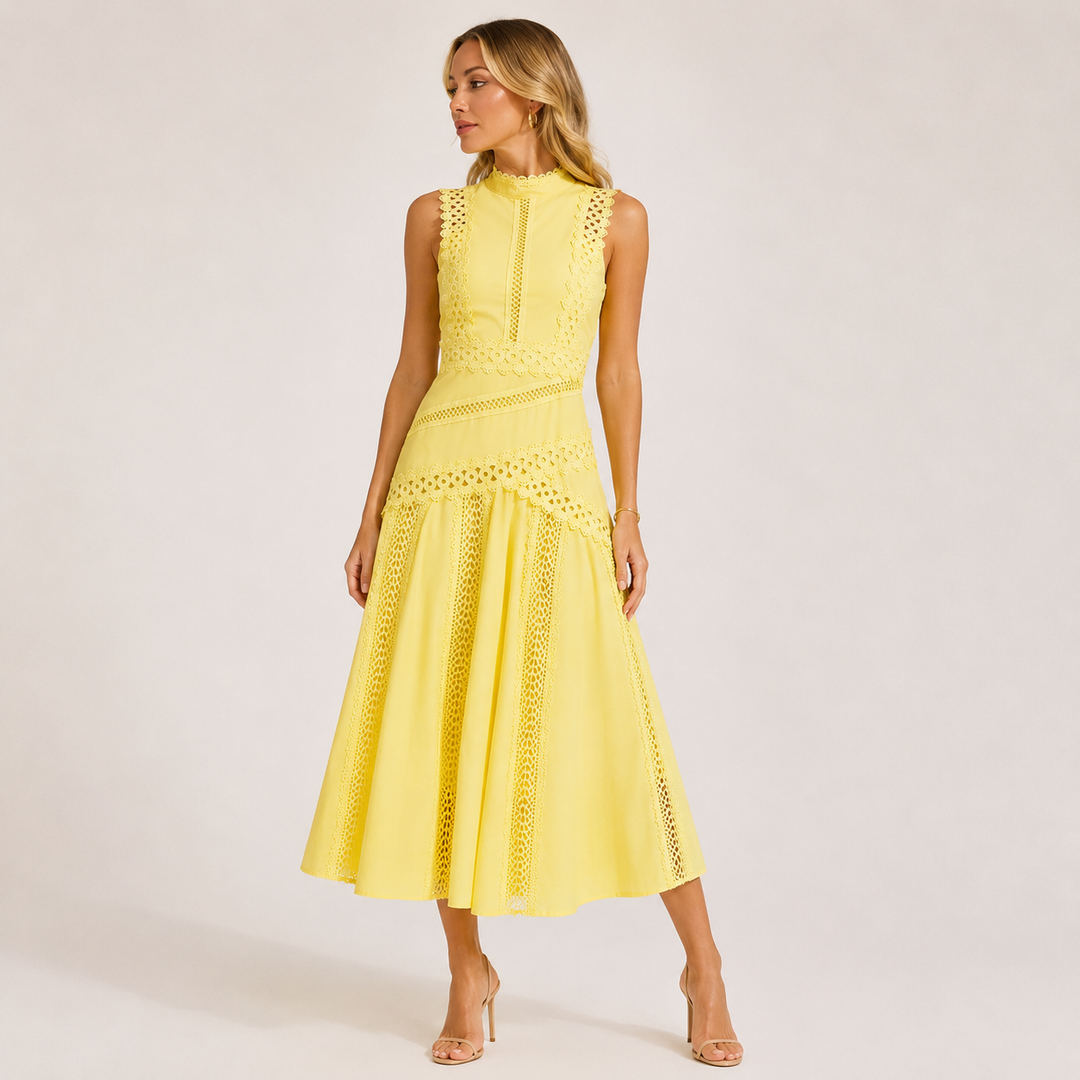Skip | Lace High-Neck A-Line Midi Dress