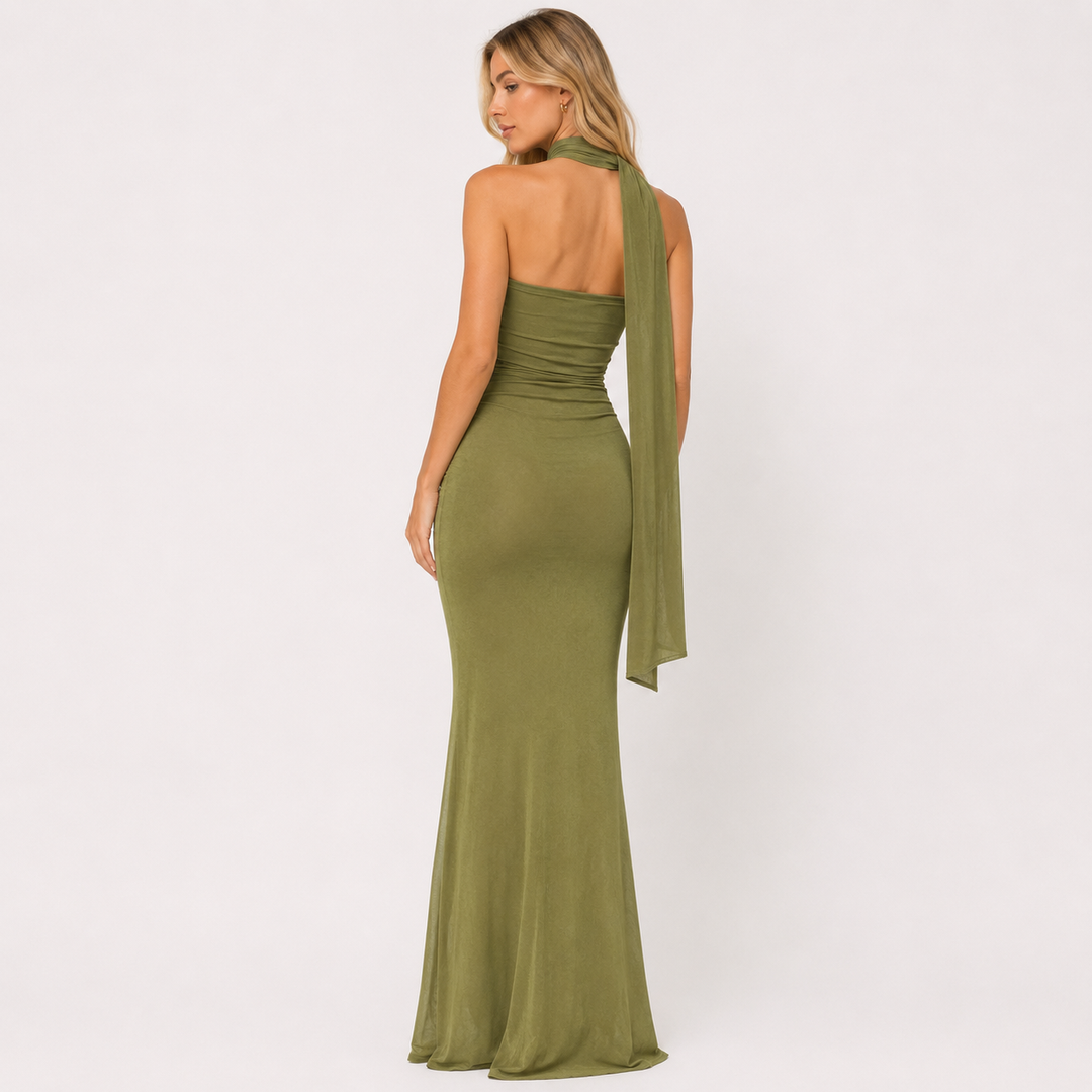 Vex | One Shoulder Halter Mermaid Maxi Dress