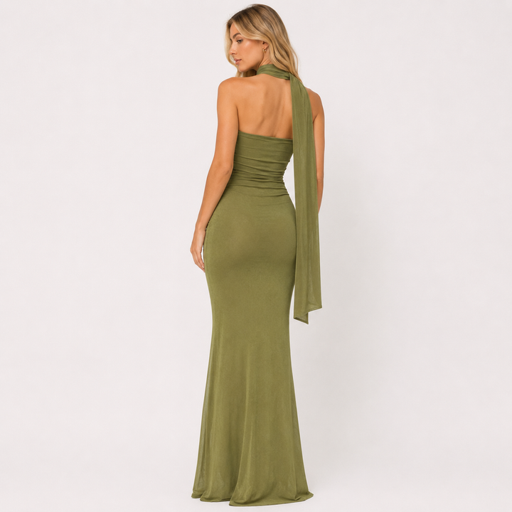 Vex | One Shoulder Halter Mermaid Maxi Dress