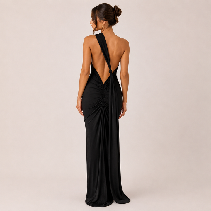 Slink | One Shoulder Backless Ruched Maxi Dress