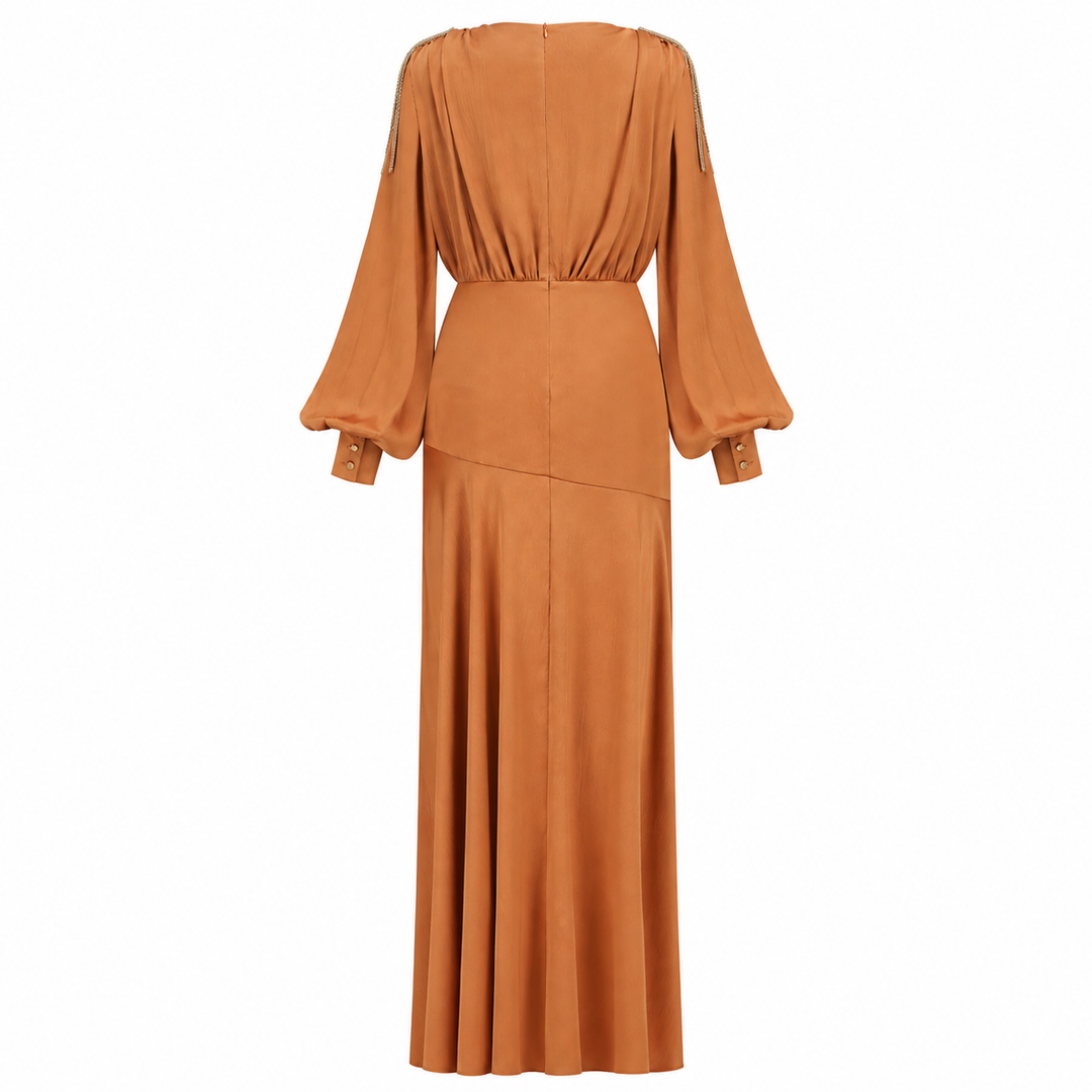 Hiss | V-Neck Balloon Sleeve Maxi Dress