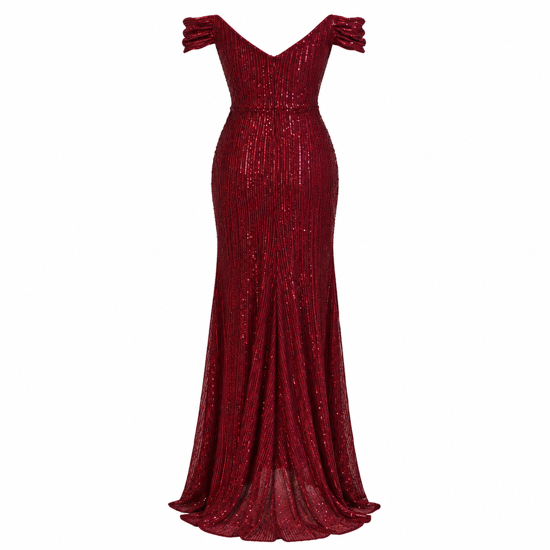 Yearn | Off Shoulder Sequin Sweetheart Mermaid Maxi Dress
