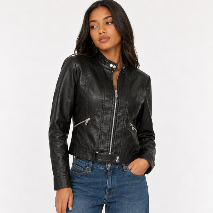 Nyx | Faux Leather Cropped Moto Jacket