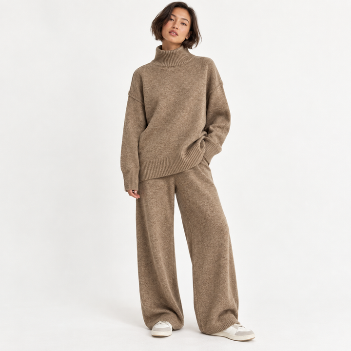 Lax | Turtleneck Sweater Wide Leg Pants Lounge Set