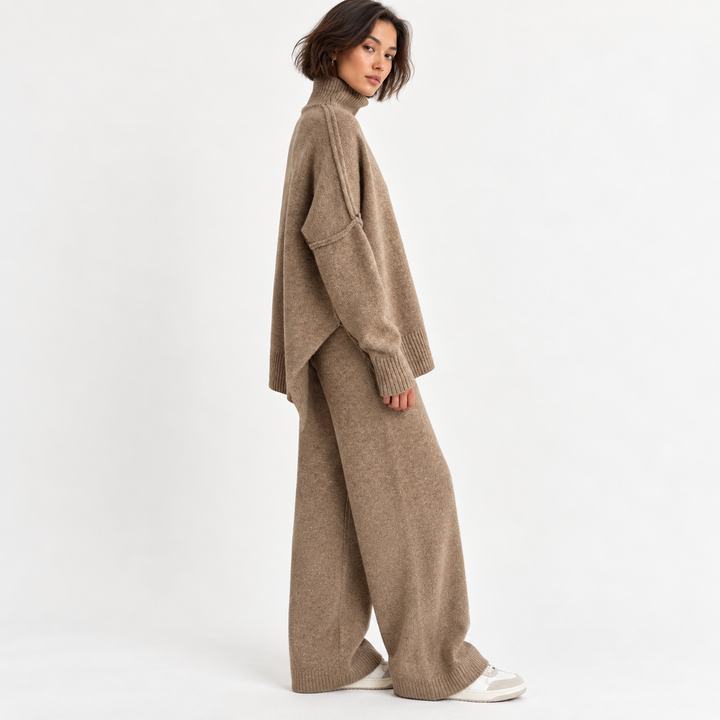 Lax | Turtleneck Sweater Wide Leg Pants Lounge Set