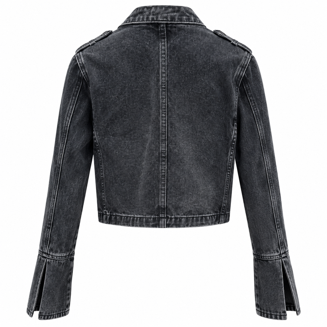 List | Cropped Military Longe Sleeve Denim Jacket