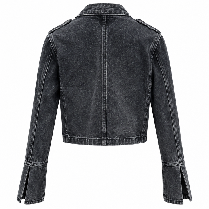 List | Cropped Military Longe Sleeve Denim Jacket