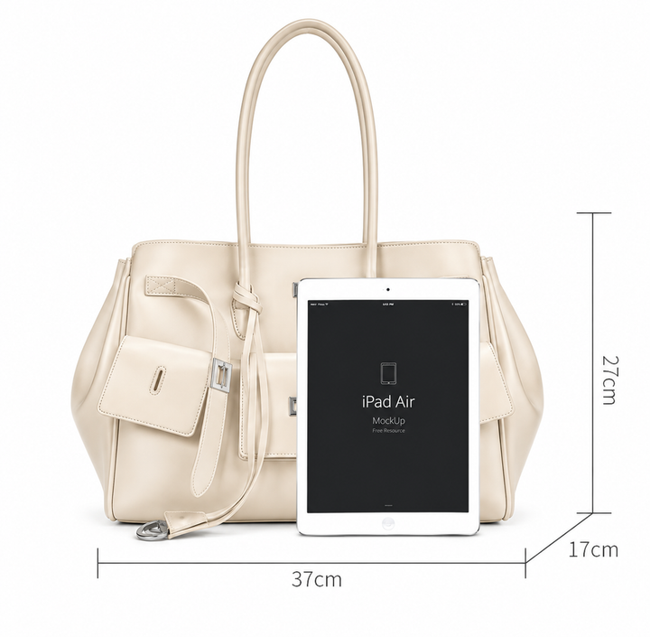 Lex | Faux Leather Turn Lock Pocket Tote Bag