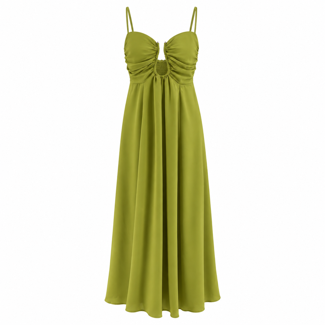 Spell | Green Keyhole Cutout High Waist Maxi Dress