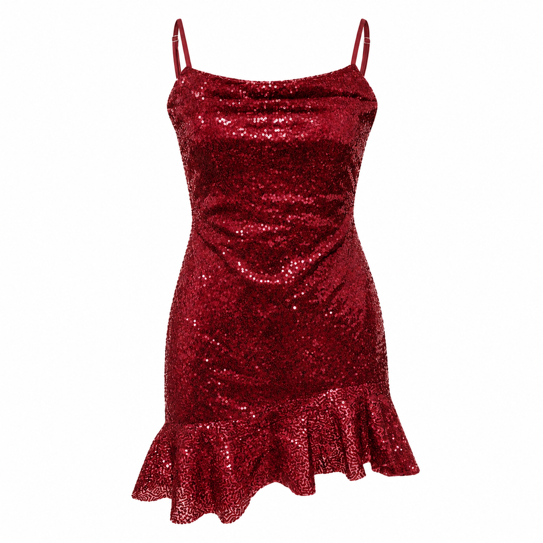 Kiss | Burgundy Sequin Lace Up Mini Dress