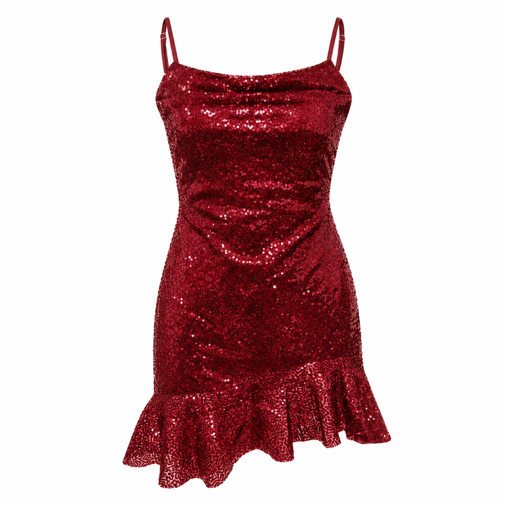 Kiss | Burgundy Sequin Lace Up Mini Dress