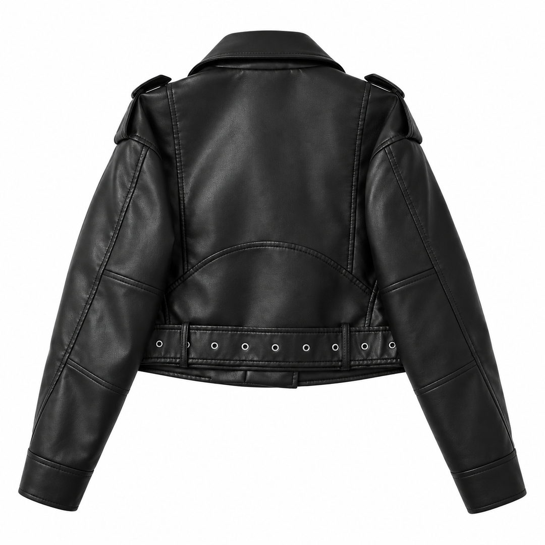 Raw | Black Faux Leather Cropped Moto Jacket