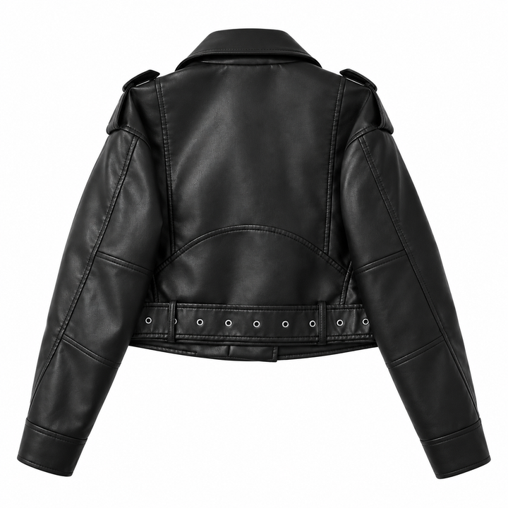Raw | Black Faux Leather Cropped Moto Jacket