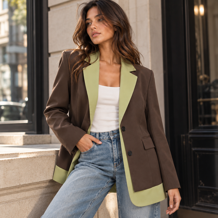 Split | Contrast Trim Longline Blazer