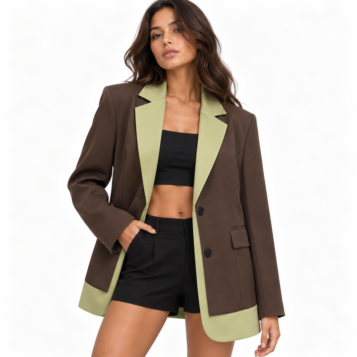 Split | Contrast Trim Longline Blazer