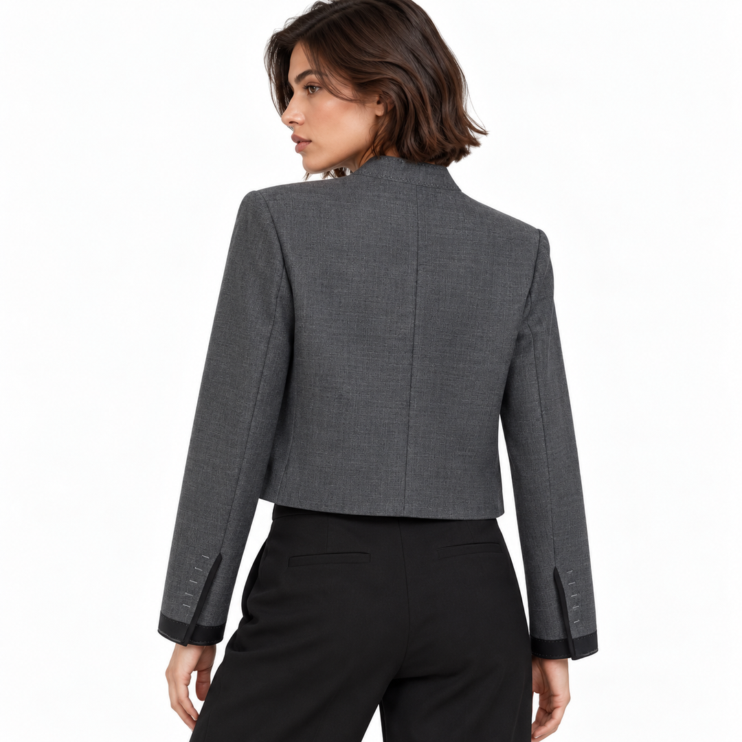 Luck | Gray Frog Closure Cropped Jacket