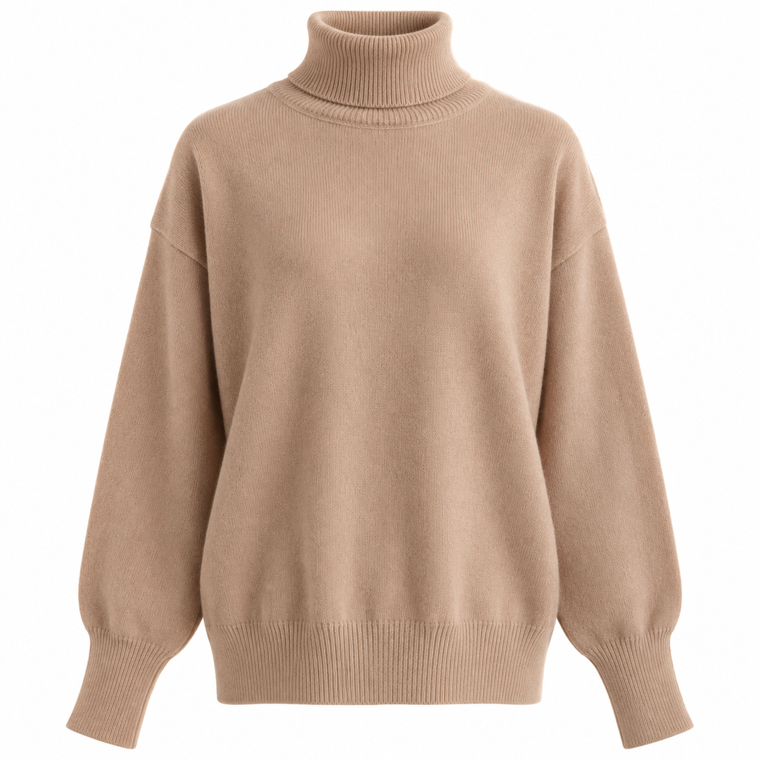 Rise | Camel Oversized Turtleneck Knit Sweater
