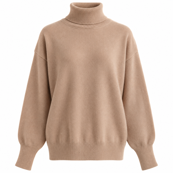 Rise | Camel Oversized Turtleneck Knit Sweater