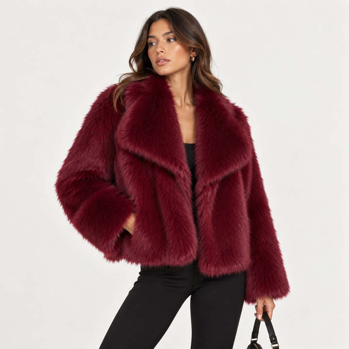Wit | Faux Fur Oversized Collar Crop Jacket