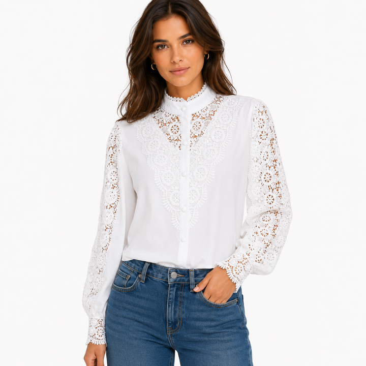 Hero | Crochet Lace Mock Neck Blouse