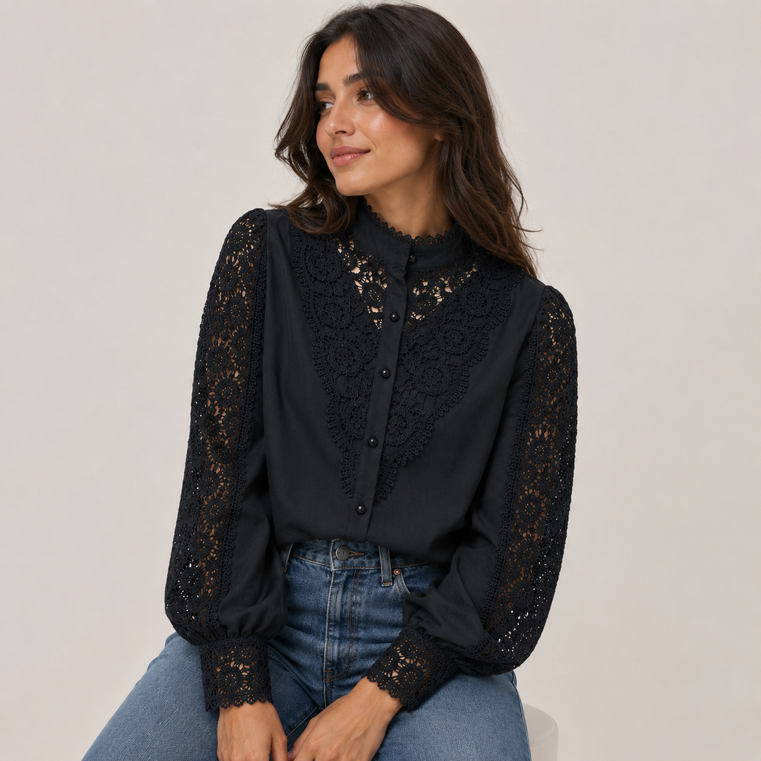 Hero | Crochet Lace Mock Neck Blouse